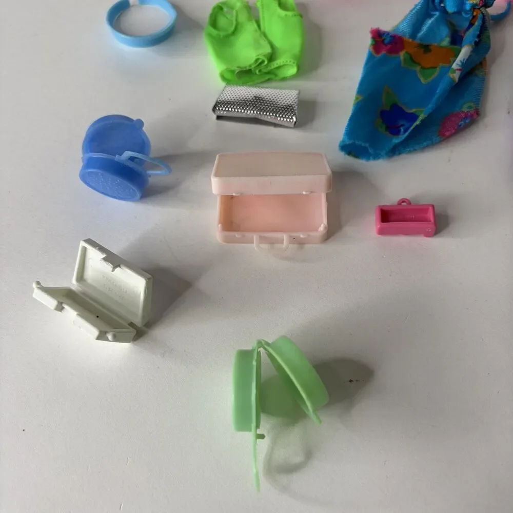 Vintage Barbie Clothing Lot Disco Swim Visor Purse Bag Camera Pants